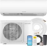 SereneLife Mini Split Air Conditioner, Energy Efficient 19 SEER2, 4 Modes 9000 BTU 115V Ductless Air Conditioner with Heat Pump, Works with Wi-Fi, Includes Full Installation Kit, 4-in-1 AC