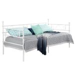 FURNITABLE Metal Bed 3ft Single Day Bed Frame Guest Sofa Bed Daybeds for Living Room Bed Room Fits for 90 * 190 cm Mattress White