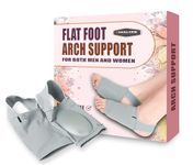 Finalize Flat Foot Arch Support for Men & Women | Medial Arch Support for Flat Feet Correction Sleeve with Cushion | Plantar Fasciitis Leg Foot Pain Relief Product | Free Size | For Orthopaedic Shoes Slippers Foot Arch Socks (Gray - Socks)