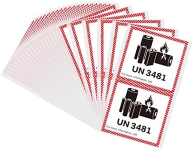 Hybsk 4.7" x 4.3" Lithium Ion Battery Transport Caution Warning Labels 50 Adhesive Stickers (UN3481)