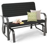 Tangkula Outdoor Glider Bench, Porch Glider Loveseat Swing Bench with w/Steel Frame, 2-Seat Rocking Chair for Porch, Garden, Backyard, Lawn (Dark Green)