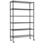 FDW Storage Shelves,Wire Shelving Unit Metal Shelves Heavy Duty Layer Rack Storage Rack Adjustable Utility (Black, 48" x 18" x 82")