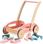 Childlike Behavior Premium Wooden Baby Walker - Baby Push Walker with Wheels - Walker for Baby Boy & Girls - Push Toy with Building Blocks for Babies, Toddler Kids - Car Cart Learning Step Walking