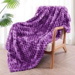 Exclusivo Mezcla Extra Large Soft Fleece Throw Blanket, 50x70 Inches 3D Clouds Stylish Jacquard Throw Blanket for Couch, Cozy Soft Lightweight for All Season, Tie-dye Purple Blanket