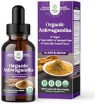 USDA Organic Ashwagandha Liquid Drops - Vegan Liquid Ashwagandha Root Extract for Energy Stress and Mood Support - Delicious Adaptogenic Pure Ashwagandha Tincture for Adults - Non-GMO & Alcohol Free