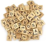 ASPIRE UK ® 200 WOOD SCRABBLE TILES WOODEN BLACK LETTERS BOARD CRAFTS