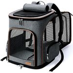 Lekesky Cat Backpack Expandable Dog Carrier Backpack Airline Approved Pet Backpack Carrier for Cats, Small Dogs, Puppies Under 15 Lbs, Grey