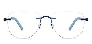 LENSKART AIR Classic (Durable, Flexible and Light-Weight) Zero Power Bluecut and Antiglare Computer Eyeglasses | Blue Square Rimless | For Men and Women | Medium | LA E14859