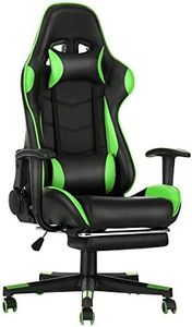 Gaming Chair, Racing Style Office High Back Ergonomic Conference Work Chair Reclining Computer PC Swivel Desk Chair 170 Degree Reclining Angle with Headrest, Lumbar Cushion & Footrest (Green)