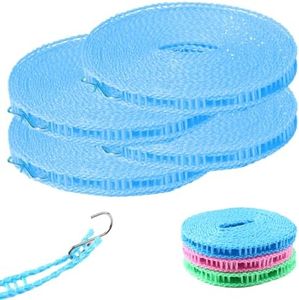 Easy Hang Clothesline, 2024 New Portable Clothesline for Outdoor & Home, Windproof Non-Slip Clothesline 32 ft Retractable Clothesline for Indoor Outdoor Travel Camping (Blue 4 PCS, 10 M)