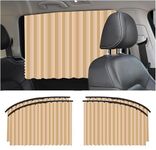 OTO2EYE Magnetic Car Side Window Sunshade, Universal Fit, Pleated and Foldable Curtains, Privacy Protection, UV Ray Protector, Pack of 4 (Beige)