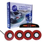 Dolphin Automotive DFM450 Reverse Parking Sensors Flush Mount OEM Style 4 Ultrasonic Radar Sensor Kit Dash Display and Audio Alert System - White