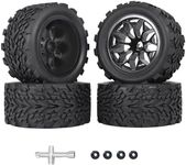 RC Station 12mm Hex RC Wheels and Tires 1/10 Scale RC Truck Tires and Wheels for Traxxas Rustler Stampede 2wd 4x4 vxl Hoss E-Revo Redcat Volcano EPX RIAARIO AMORIL Tires and Wheels Preglued 4PCS