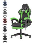 Racingreat Gaming Chair,Ergonomic Gaming Chair for Adults, Height Adjustable Reclining Computer Game Chair Comfortable with Headrest and Lumbar Support (With Footrest, Green)