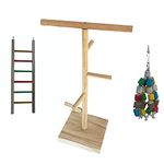 KSK Bird Perches Stand Toy, Parrot Swing Climbing Ladder Toys, Birdcage Top Play Gyms Playground Stands Wooden Perch for Parakeet, Cockatiel, Lovebirds, Conure and Finches