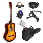 38" Wood Guitar With Case and Accessories for Kids/Boys/Girls/Teens/Beginners (38", Sunburst)