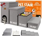 Dog Stairs with Condo 23" H, 4-Step Wider Dog Steps for High Beds Window, Folding Storage Pet Stairs Gift for Small/Medium/Large Dogs Cats, Dog Ramp for Climbing Car Hold Up to 200 lbs, Smok Gray