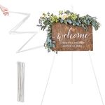 White Easel Stand for Wedding - Foldable Portable 168cm High Display Easel Poster Stand - Easy to Fold Retractable Adjustable Black Easel Artists Easel Indoor and Outdoor(1 Pack)