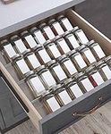 Spice Drawer Organizer, 4 Tier 1 Set Clear Acrylic Expandable From 13" to 26" Seasoning Jars Drawer Insert, Hold up 28 Spice Jars Kitchen Drawer Countertop Rack Tray (Jars and Labels not included)