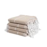 Smyrna Classical Series Original Turkish Beach Towel | Cotton, Prewashed, 37 x 71 Inches | Peshtemal and Turkish Bath Towel for SPA, Beach, Pool, Gym and Bathroom (Beige - Pack of 4)