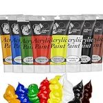 Acrylic Paint Tubes 120 ml (Pack of 8) | art supplies | acrylic paint set | fabric paint | craft paint | ceramic paint | window paint | kids painting set