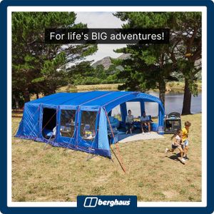 Berghaus Freedom 7 Nightfall Tent – 7 Person, Porch, Darkened Bedrooms, Blue