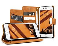 MyGadget Flip Case for iPhone 6s 6 - Slim PU Leather Cover - 5 Card Slots Wallet | Kickstand | Magnetic Closure & inner TPU Shell in Brown