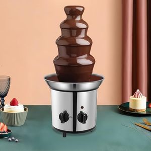 Chocolate Fountain Machine, Electric Chocolate Fondue Fountain Machine, For Birthday&Party Wedding 4 Tier Stainless Steel For Chocolate, Butter, Cheese