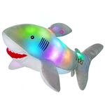 BSTAOFY 20'' Light up Shark Stuffed Animal Glow Soft Plush Toys Ocean Species LED Night Lights Birthday for Toddler Kids, Gray