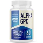 Alpha GPC Choline 600MG (60 Capsules, 30-Day Supply) Nootropic Brain Supplement for Focus, Memory, Motivation, Mood & Energy Support* - with BioPerine - Vegetarian, Gluten-Free, 3rd-Party Tested