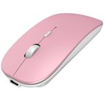 ANEWISH Bluetooth Mouse for Laptop/Macbook/iPad/iPhone (iOS13.1.2 and Later), Rechargeable Noiseless Mini Mouse Compatible with Android/Windows/Linux Pink