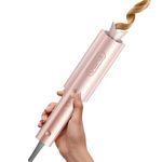 TYMO CurlPro Plus Hair Curler Automatic Rotating - Long Barrel Curling Wand for Long Hair, Ceramic Curling Iron for Women, Anti-Scald, Tangle-Free, 600M Ionic, Dual Voltage, UK Plug, Gold Blush, 25 mm