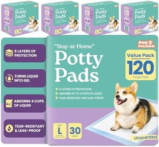 Pawfection 23.6" x 29.5" Unscented Puppy Pads – 6-Layer Absorbent Design – Holds up to 4 Cups of Liquid – Leak Proof & Tear Resistant for Indoor or Travel Crate Use – 120 Count Pee Pads for Dogs