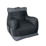Dojo Nest Bean Bag Chair (Filled) - Perfect for Young Adults, Teens, Kids - with Drink Holder and Side Pocket - Black