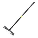 KKTECH Garden Rake, Rake for Gardening | Leaf Tool, Heavy Duty Garden Rake, Grass Tool for Lawn + Carbon Fibre Soil Rake Lightweight Durable 12-Tine Metal Head 130x32x9cm
