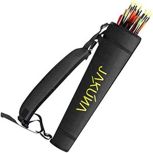 JAKUNA Hip and Back Quiver for Arrows - Black Arrow Quiver for Kids and Adults - Adjustable Arrow Holder with a Padded Strap and Belt Clip - Archery Accessories for Field and Practice (Black)