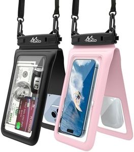 MoKo Double Case Waterproof Phone Pouch, 2Pack Waterproof Phone Case Dry Bag with Adjustable Lanyard Compatible with iPhone 15 14 Pro Max Galaxy S23 Ultra/Note 20 Ultra Up to 7 Inches, Black+Pink