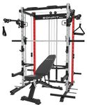 EONFITOmni Power Rack with Smith Machine Home Gym, Squat Rack Power Cage with Cable Crossover Pulley System and Attachments 1000lbs