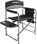 KingCamp Heavy Duty Compact Camping Folding Lightweight Padded Chair with Side Table and Storage Pocket, Seating Capacity 396 Pounds, Black Grey