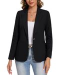 MINTLIMIT Long Sleeve Cotton Linen Blazer Jackets for Women Summer One Button with Pockets and Button (Black XXL)