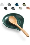 LAUCHUH Spoon Rest for Stove Top Cooking Spoon Holder for Kitchen Countertop Large Holder for Spatula, Spoons or Tongs, Farmhouse Decor, Christmas Gifts, Green