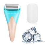 ESARORA Ice Roller for Face & Eye, Puffiness, Migraine, Pain Relief and Minor Injury, Skin Care Products - Pink Blue (1 Plastic Roller & 1 Stainless Steel Roller)