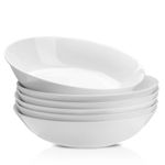 Chubacoo Pasta Salad Dinner Bowls: 36 Oz Shallow Wide Bowls Set of 6 - Large Ceramic Serving Soup Bowl - Porcelain Deep Plates Sets for Entree - Microwave Oven Dishwasher Safe(White)