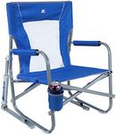 GCI Outdoor Beach Rocker Chair | Collapsible Folding Rocking Chair with Durable Armrests, Drink Holder & Portable Carry Handle — Saybrook Blue