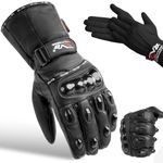 Evo New Leather Motorbike Motorcycle Bike Heavy Duty Waterproof Winter Thermal Carbon Shell Gloves "Winter Thermal Inner Gloves Included FREE" (Medium)