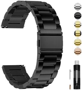 Fullmosa Watch Band, Quick Release Stainless Steel Replacement for Men Women, Metal Chain Watch Strap Width 16mm 18mm 19mm 20mm 22mm 24mm, Black, 16mm