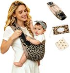 Baby Sling Carrier, Newborn to Toddler (7-45 lbs), Ergonomic Hands-Free Carrier with Safety Buckle, Adjustable One-Shoulder Strap for Portable Travel（Leopard）