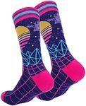 HCLC Men's Fun Dress Socks Novelty Funny Colorfule Patterned Fancy Combed Cotton Crew Socks Gift Men Women (Vaporwave)