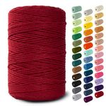 Nook Theory 3mm Macrame Cord 220 Yards - 4mm 5mm Soft Macrame Rope Perfect for Knots - Macrame Supplies for Wall Hangers & Boho Decorations - Cotton Rope - Macrame String (Maroon, 3mm)