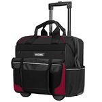 HAUTMEC 14.5" Rolling Tool Bag With Wheels Portable Toughbuilt Tool Bag With Adjustable Telescoping Handle Wide Mouth Storage Organizer Perfect Mens Gifts, Red